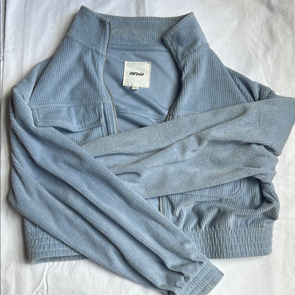 Aerie Light Blue Zip-Up Jacket